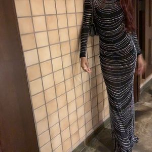 Black blinged out maxi dress